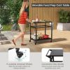 Double-Shelf Movable BBQ Cart with 4 Lockable Wheels