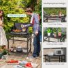 Double-Shelf Movable BBQ Cart with 4 Lockable Wheels