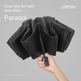 Full-automatic Exlarge Umbrella Business Simple Umbrella Folding Umbrella Advanced Sunshade and Rain Dual-purpose Sunscreen Sun Umbrella (Color: [Manual] Business Black-[8 Umbrella Black Glue]])